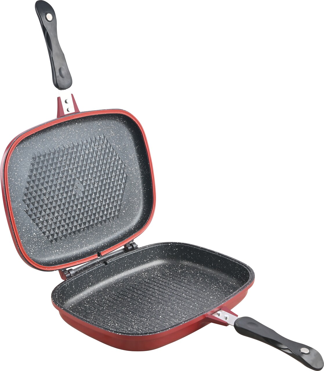 Tigaie dubla Red Line, Cooking by Heinner, 32x24x7.5 cm, aluminiu turnat, rosu/gri - imagine 5
